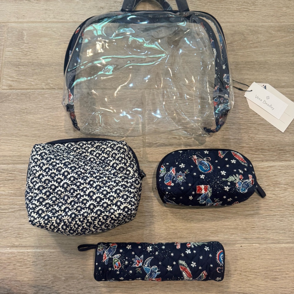 NWT Vera Bradley Gift Set Clear and Patterned Travel Bag Set